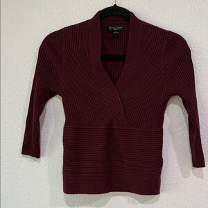 August Silk Deep Red V-Neck Sweater